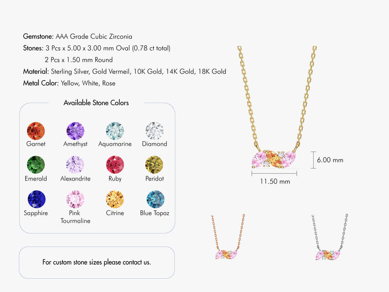 Oval Multi Birthstone Necklace