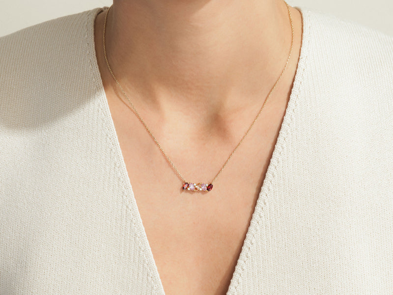 Oval Multi Birthstone Necklace