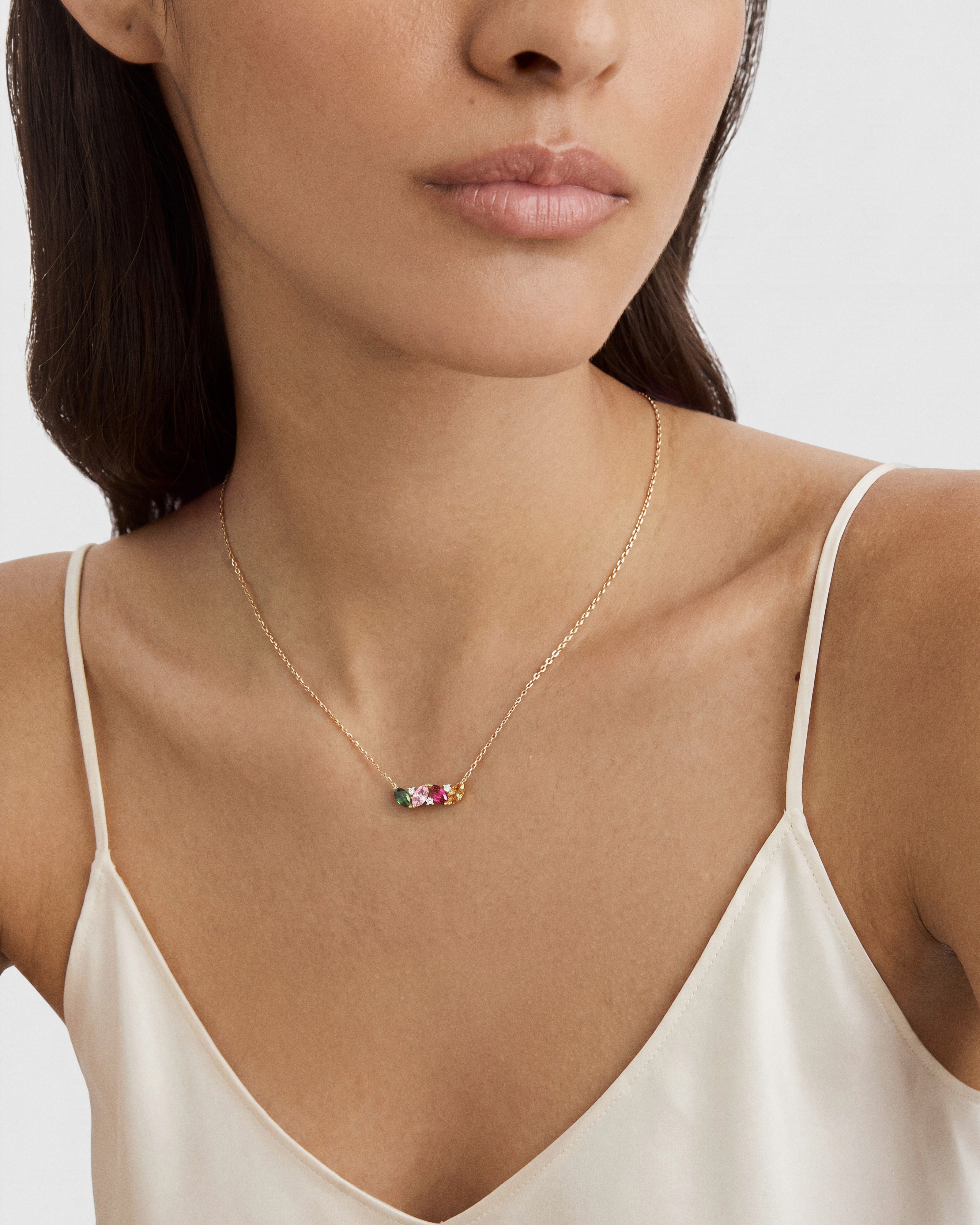 Oval Multi Birthstone Necklace