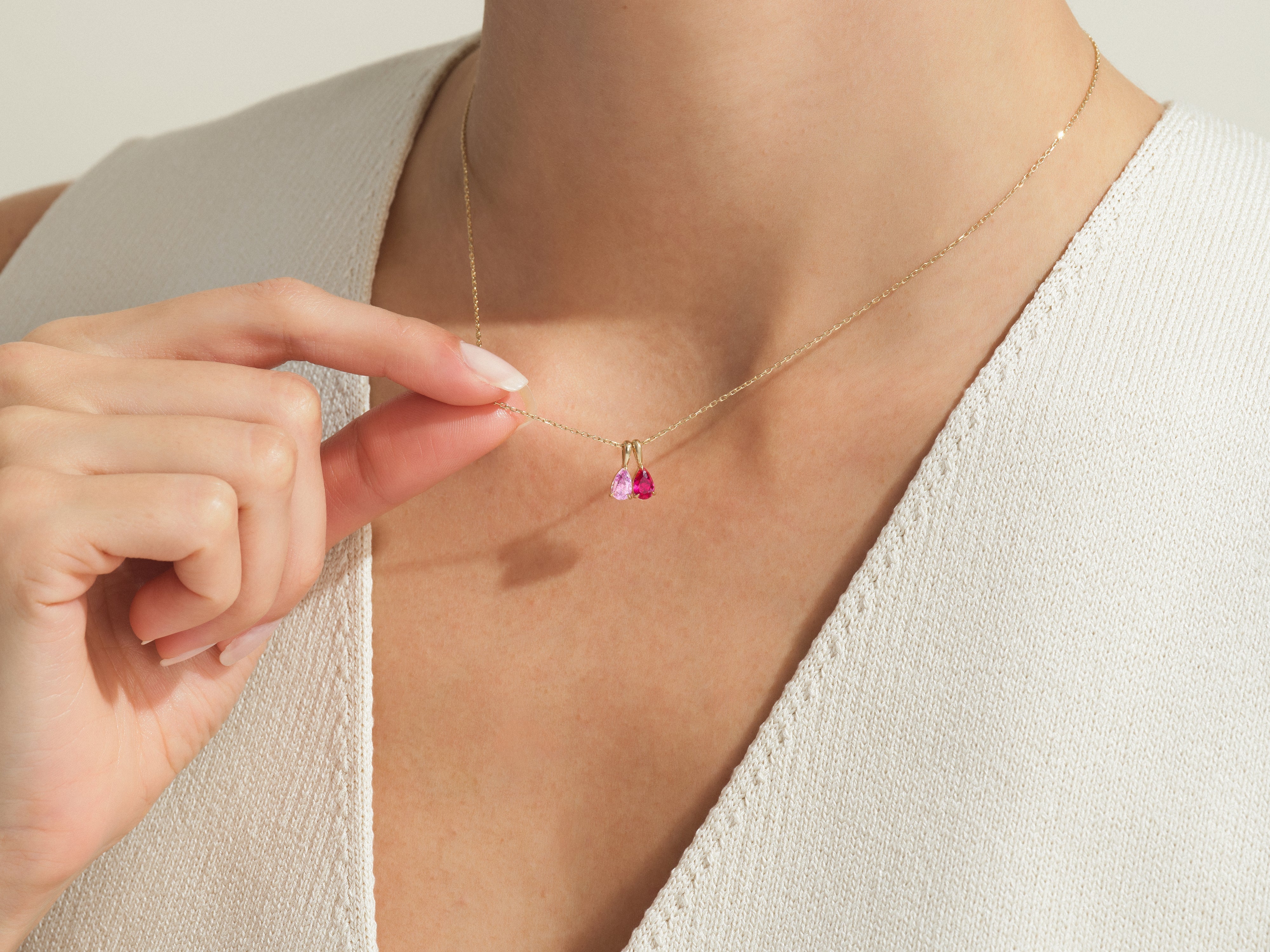 Pear Family Birthstone Necklace