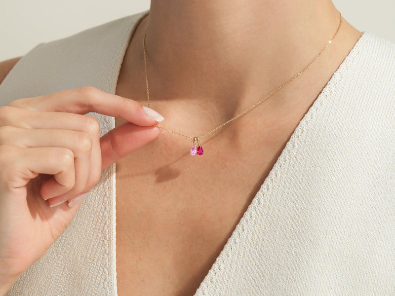 Pear Family Birthstone Necklace