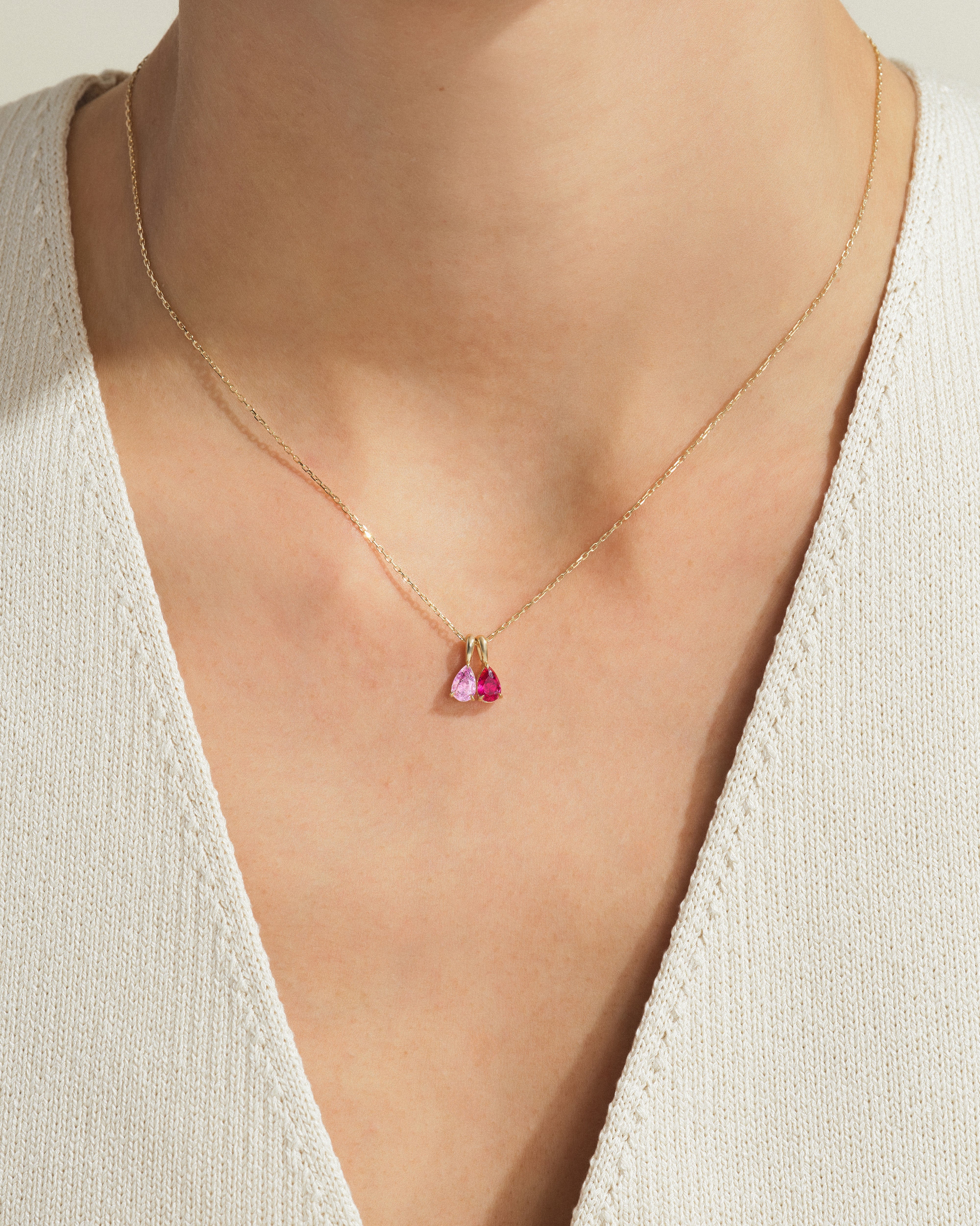 Pear Family Birthstone Necklace