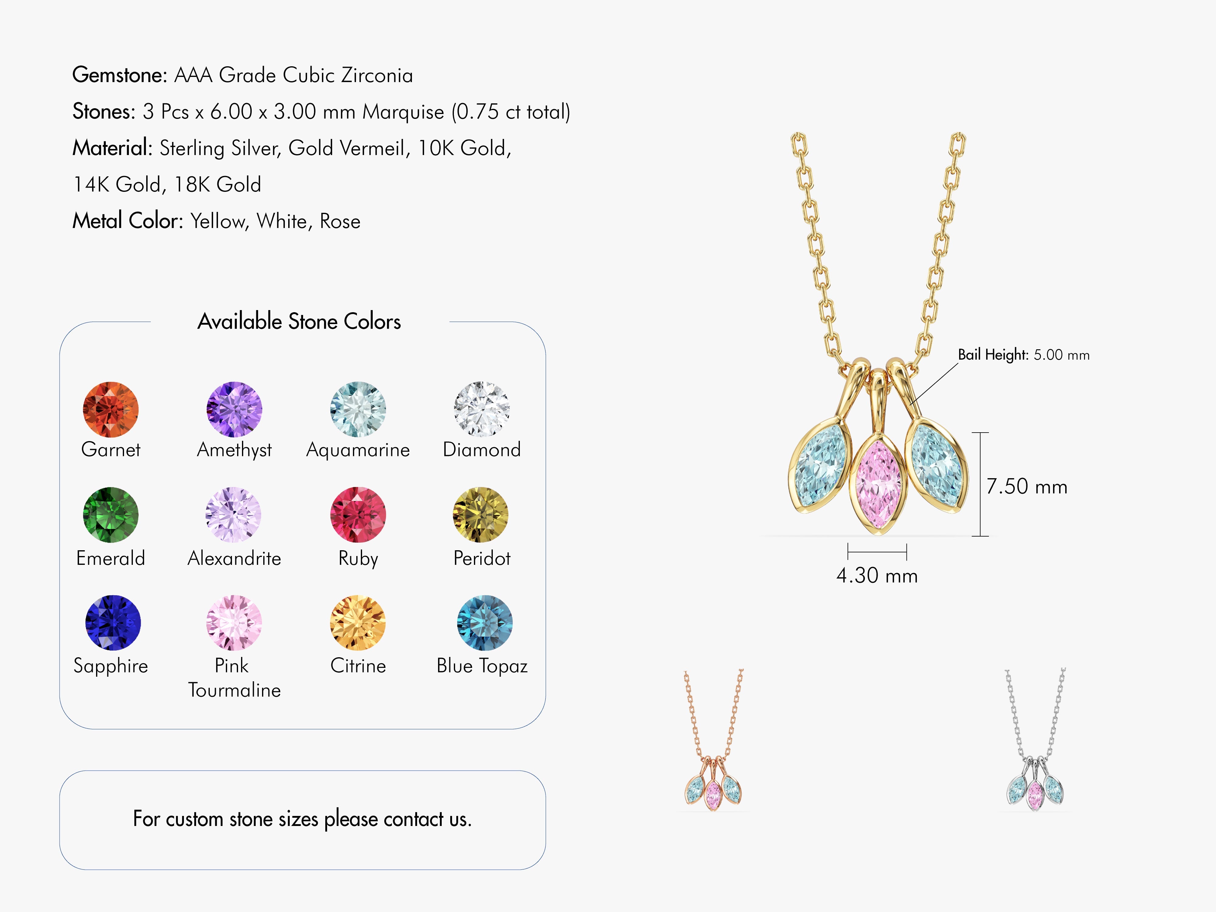 Marquise Family Birthstone Necklace