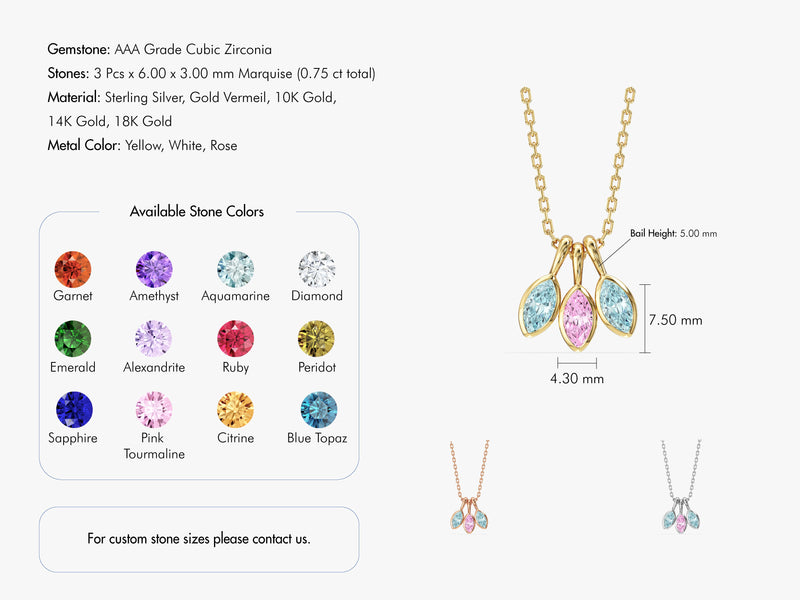 Marquise Family Birthstone Necklace