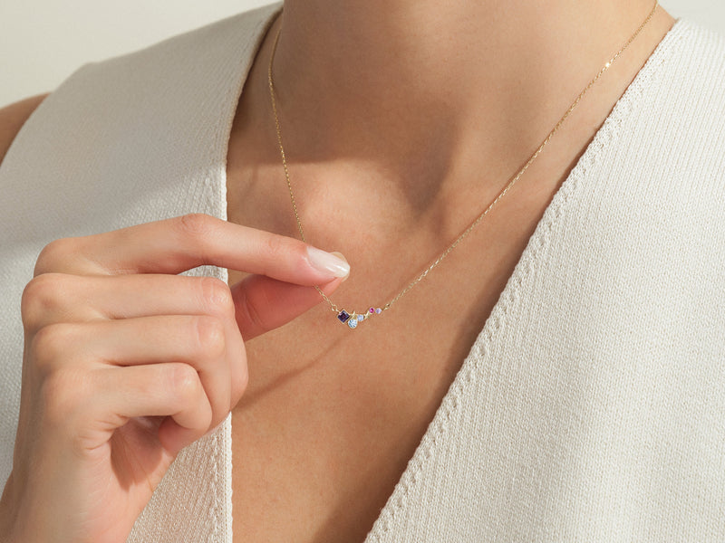 Star Birthstone Cluster Necklace