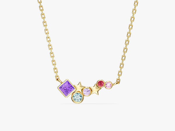 Star Birthstone Cluster Necklace
