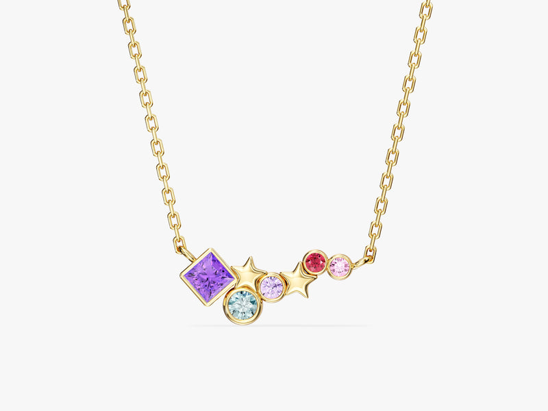 Star Birthstone Cluster Necklace