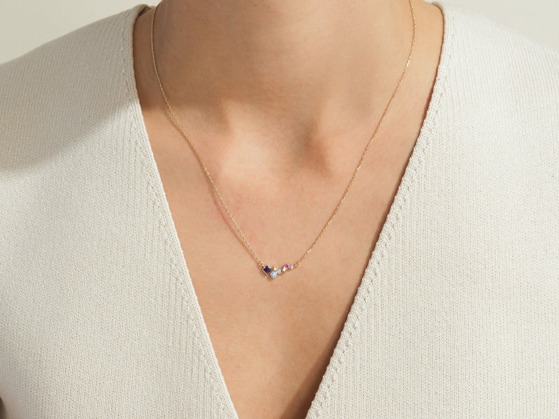 Star Birthstone Cluster Necklace