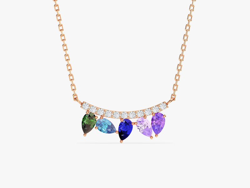 Curved Pear Birthstone Necklace