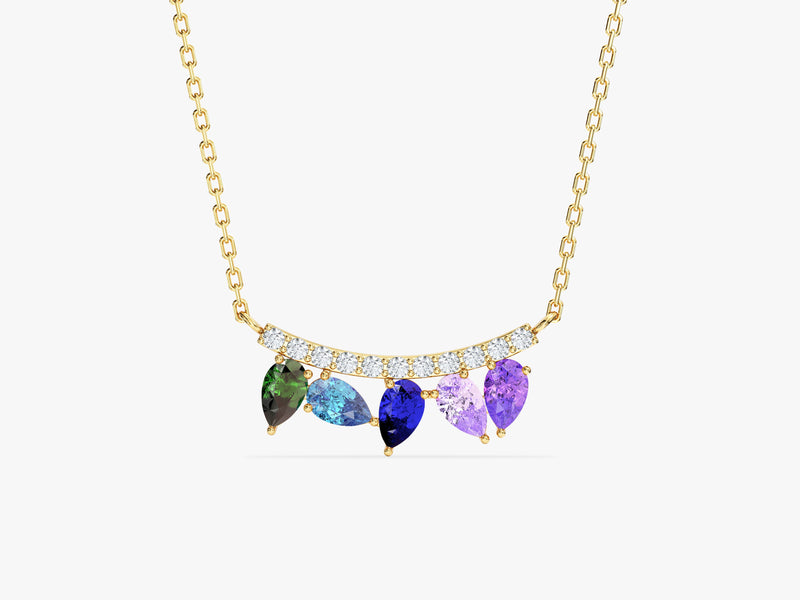 Curved Pear Birthstone Necklace