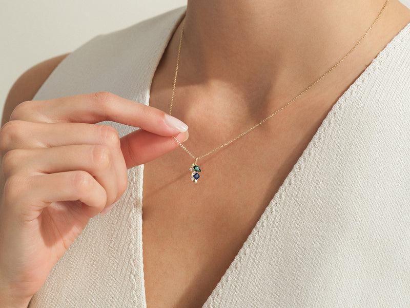 Pear and Princess Birthstone Necklace