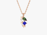 Pear and Princess Birthstone Necklace
