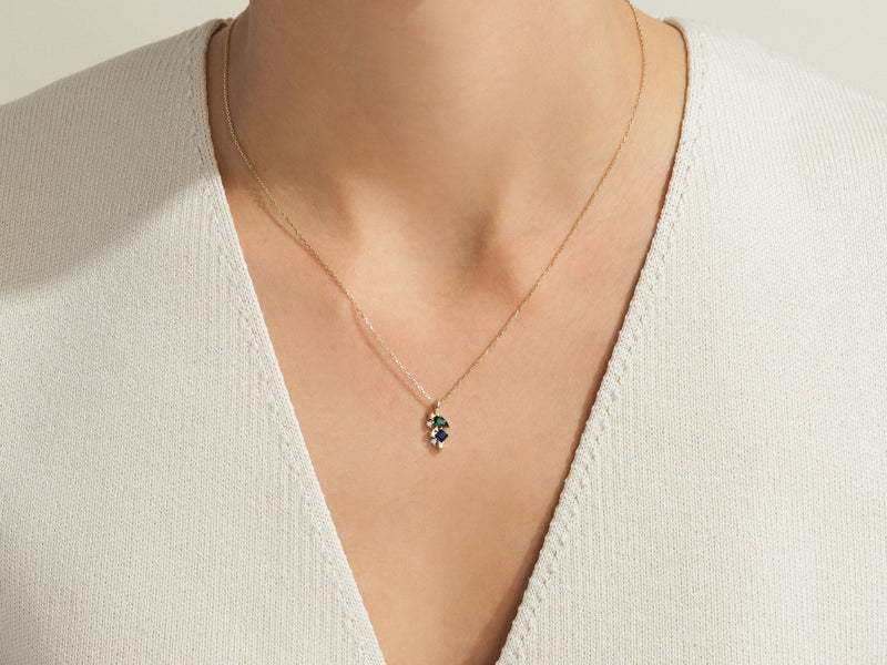 Pear and Princess Birthstone Necklace