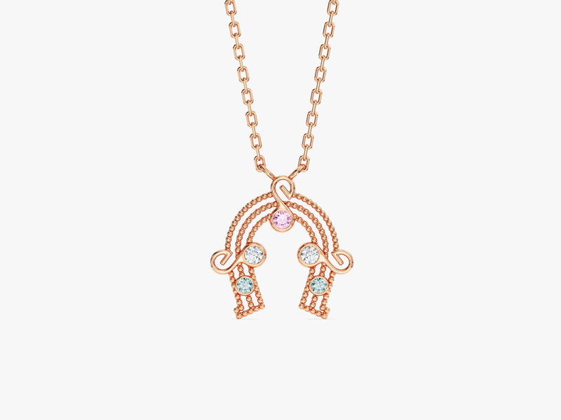 Horseshoe Birthstone Necklace