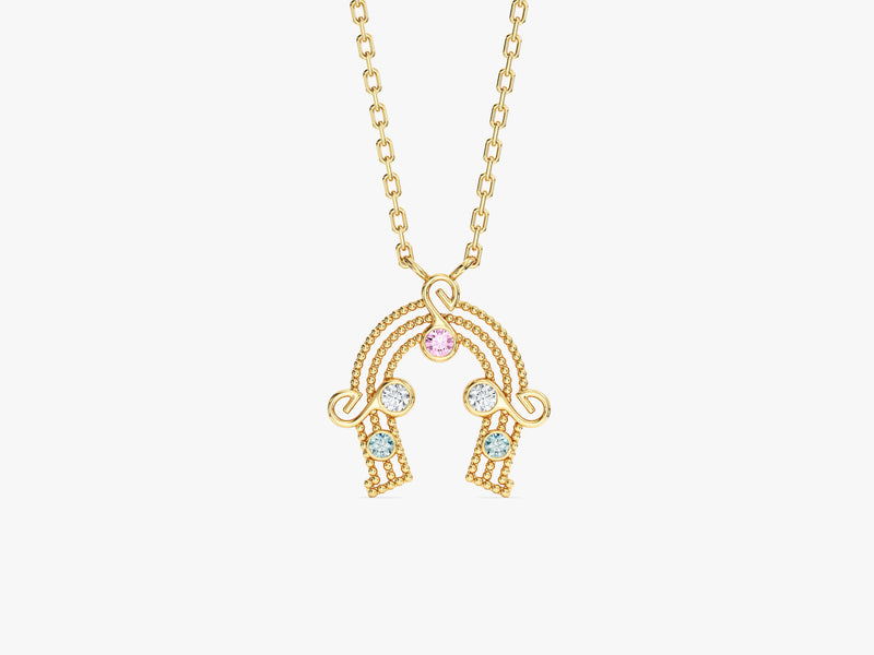 Horseshoe Birthstone Necklace