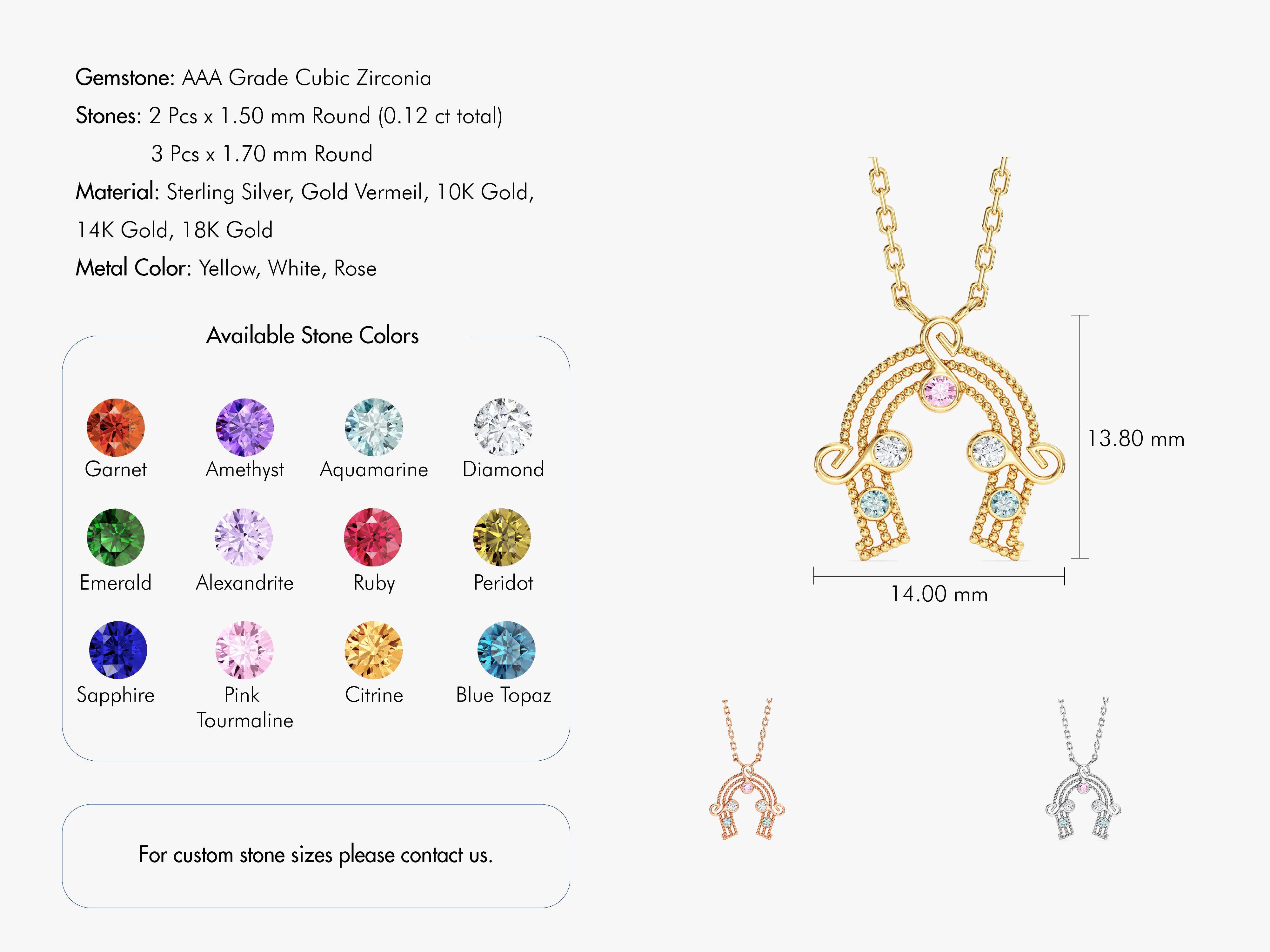 Horseshoe Birthstone Necklace