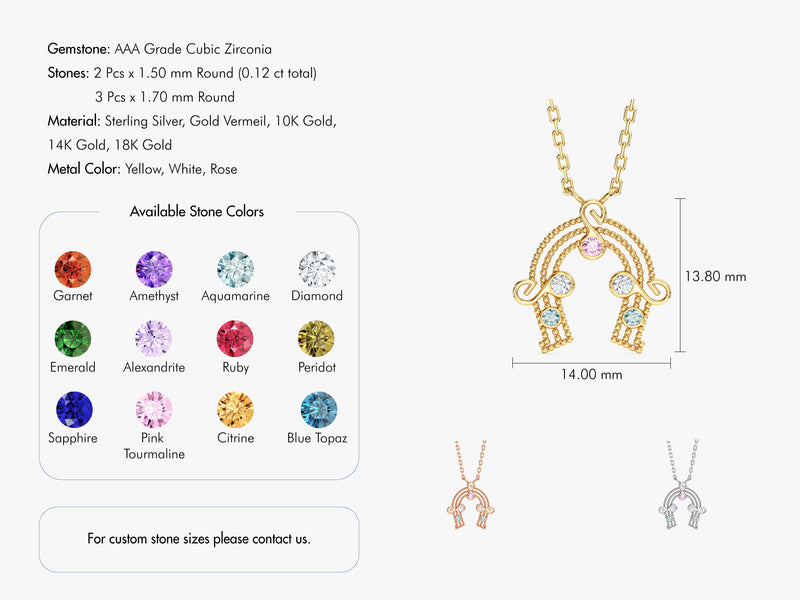 Horseshoe Birthstone Necklace