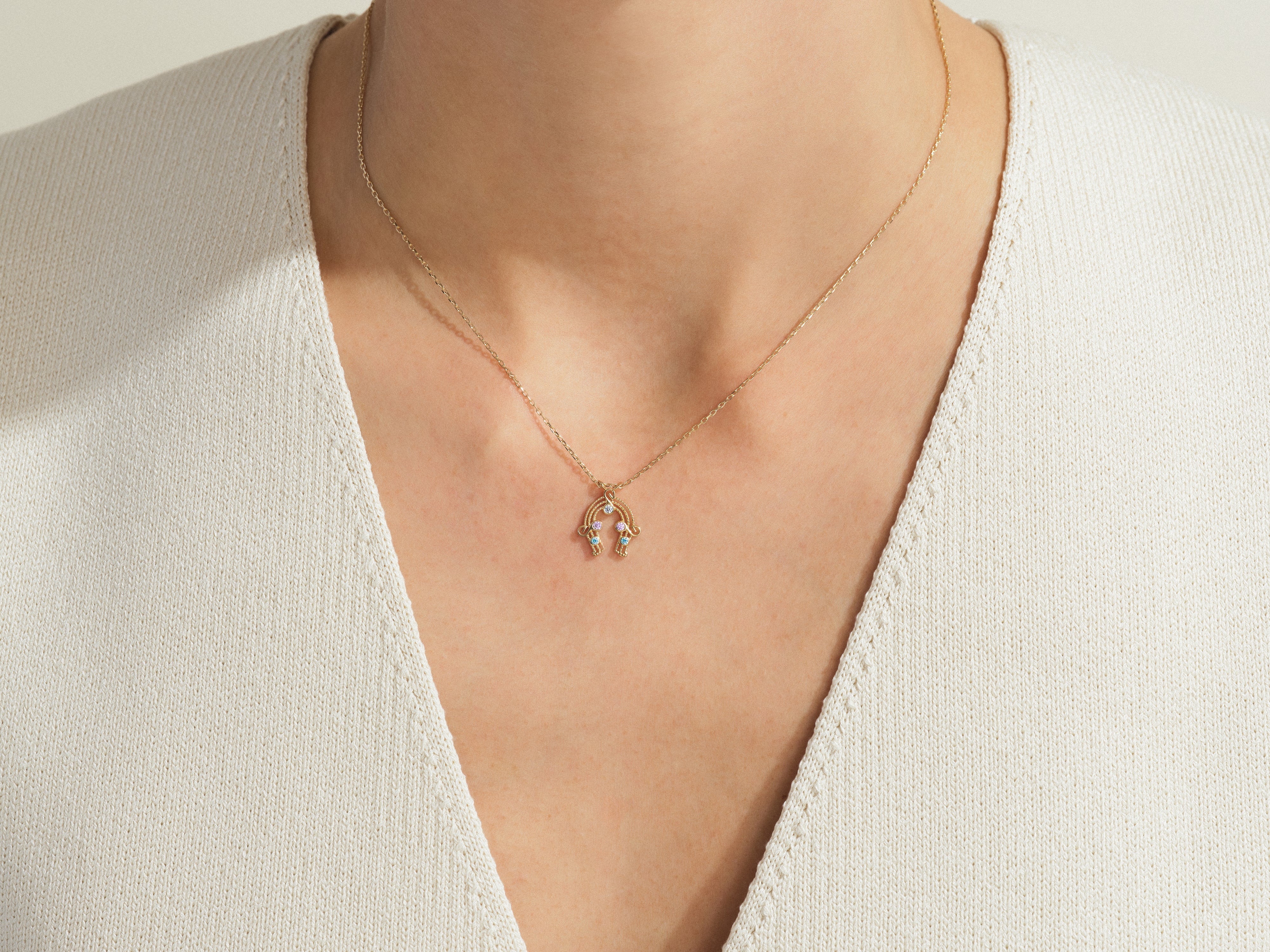 Horseshoe Birthstone Necklace