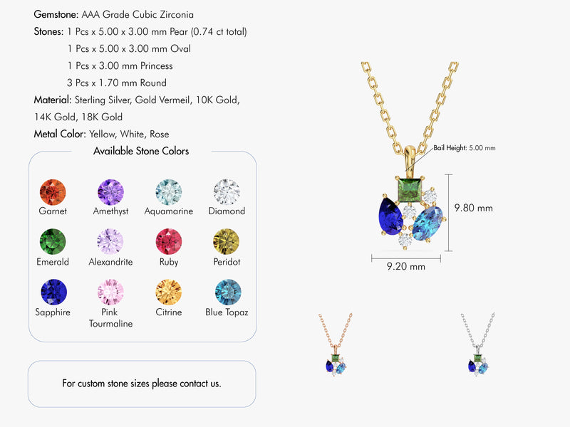 Triple Birthstone Necklace