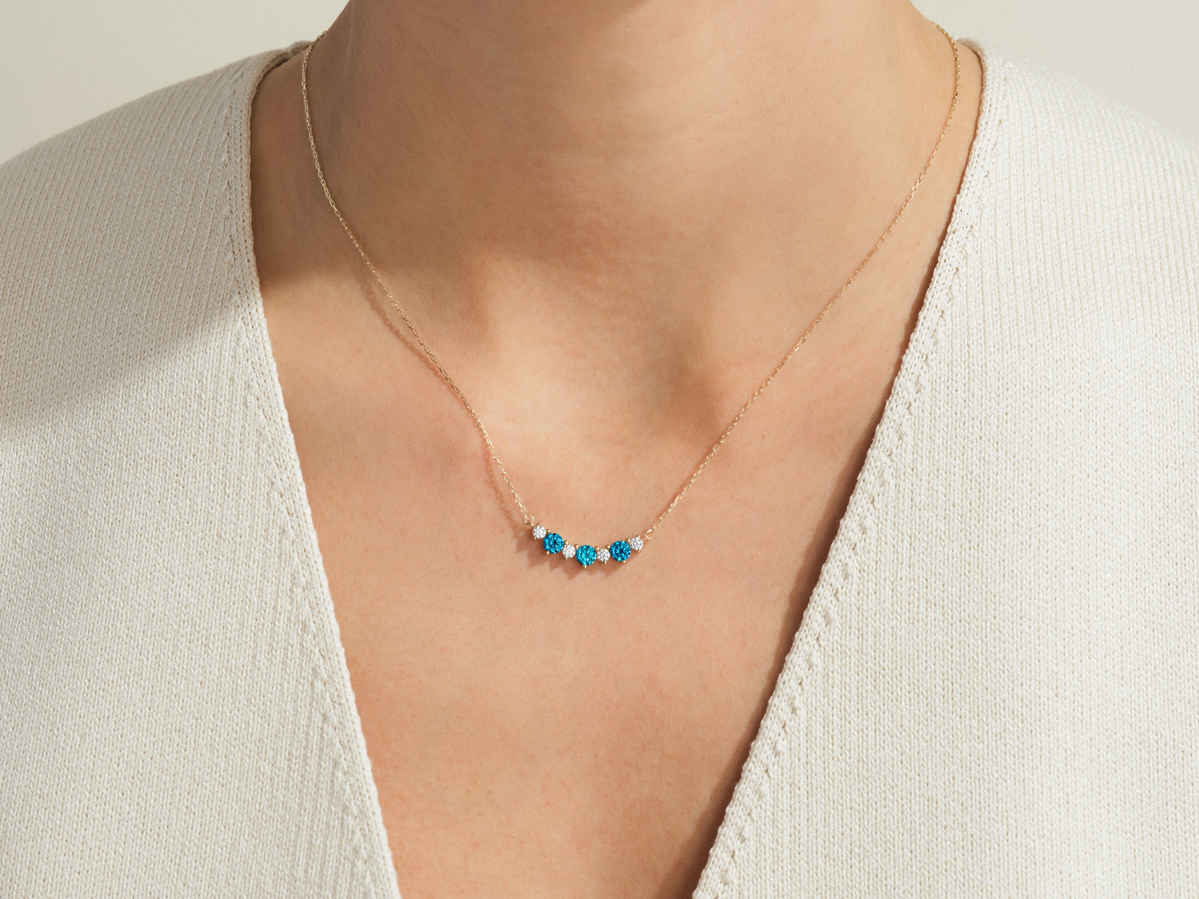 Birthstone Trio Prong Necklace