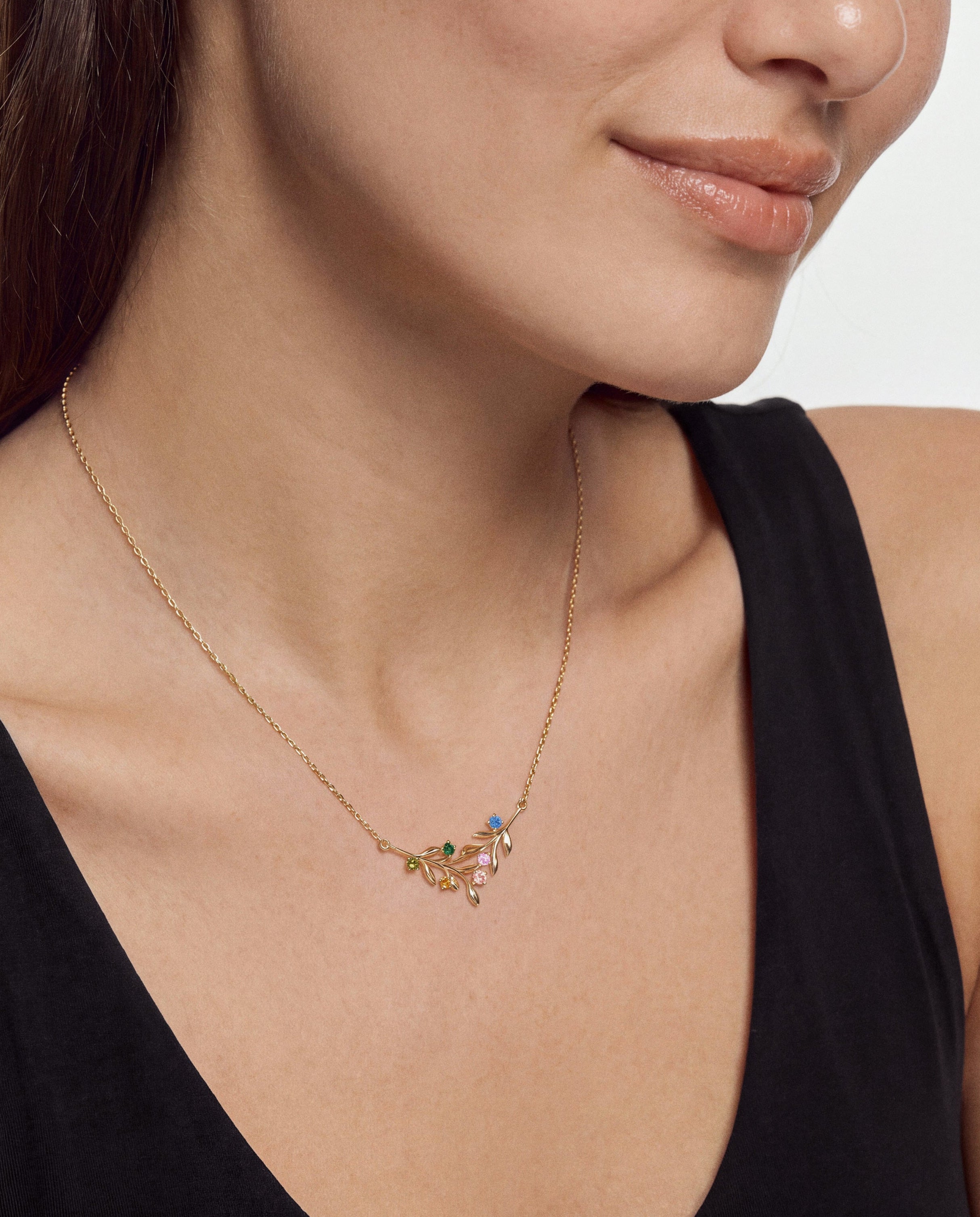 Floral Multi Birthstone Necklace