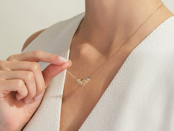 Floral Multi Birthstone Necklace