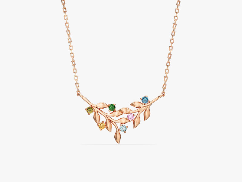 Floral Multi Birthstone Necklace