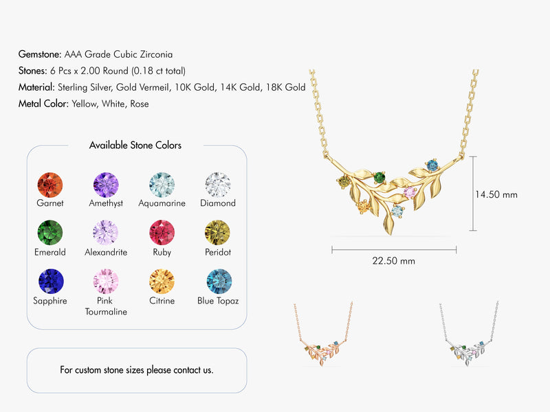 Floral Multi Birthstone Necklace