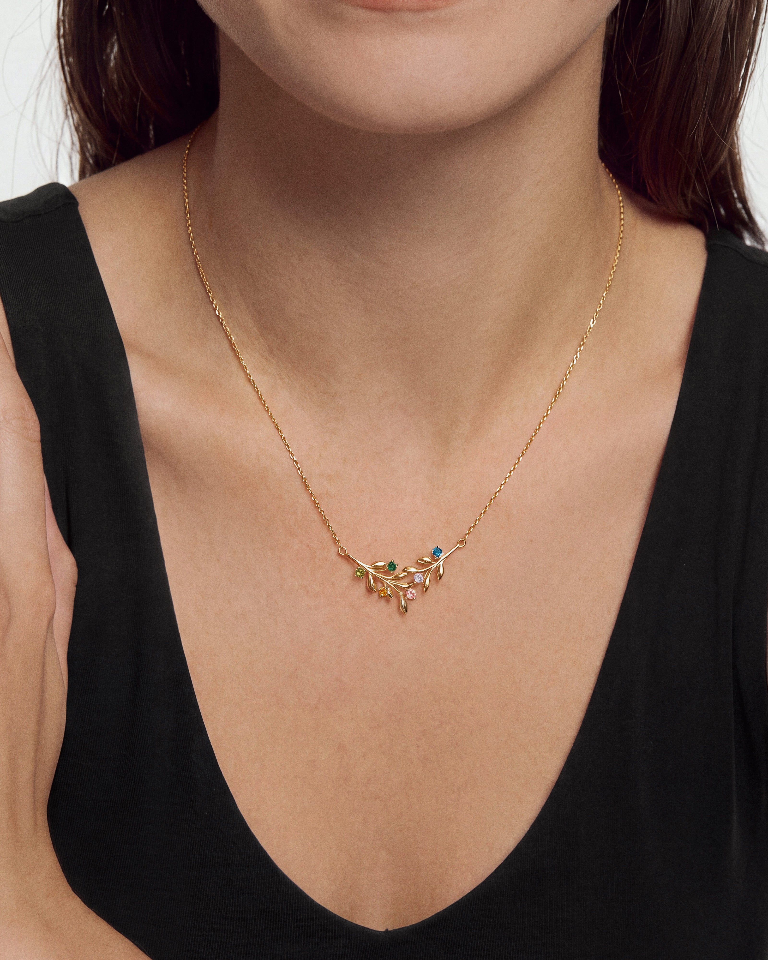 Floral Multi Birthstone Necklace