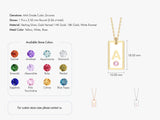White Enamel Initial Necklace with Birthstone