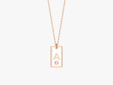 White Enamel Initial Necklace with Birthstone