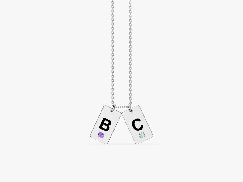 Initial Tag Birthstone Necklace