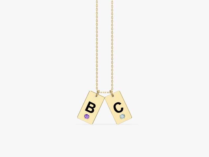 Initial Tag Birthstone Necklace