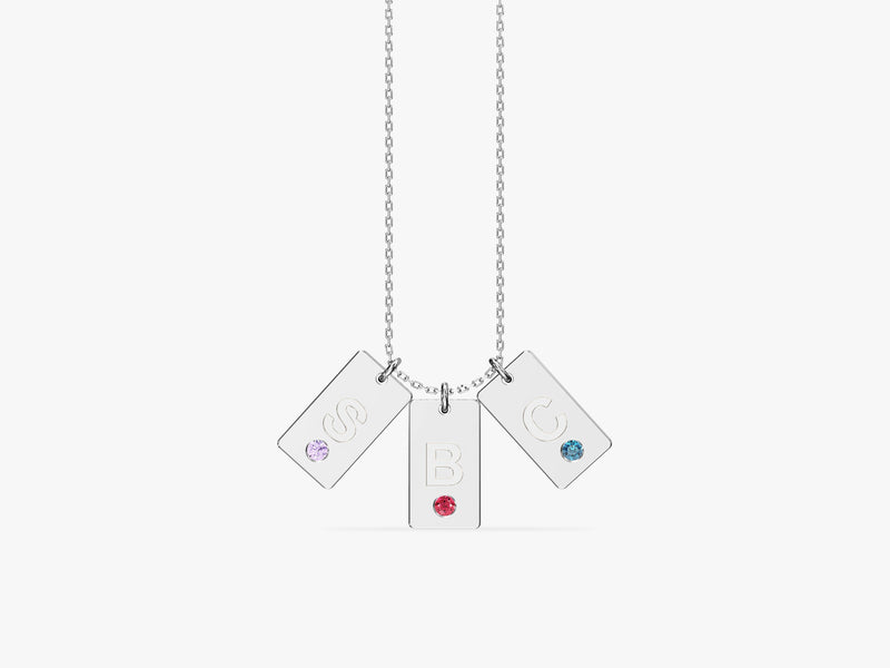 Initial Letter Tag Birthstone Necklace