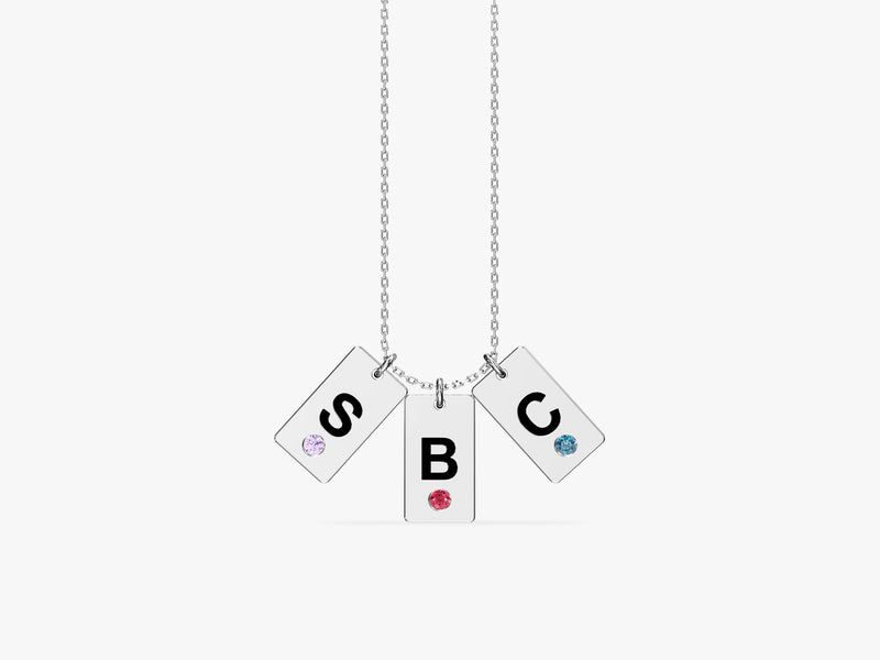 Initial Tag Birthstone Necklace