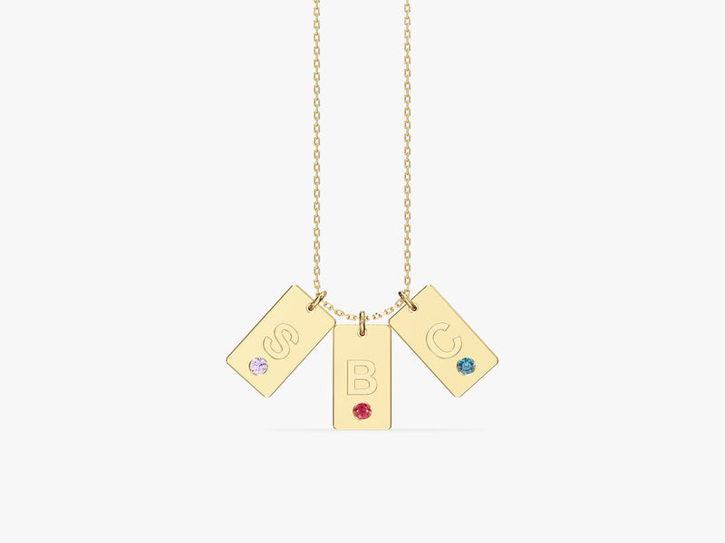 Initial Letter Tag Birthstone Necklace