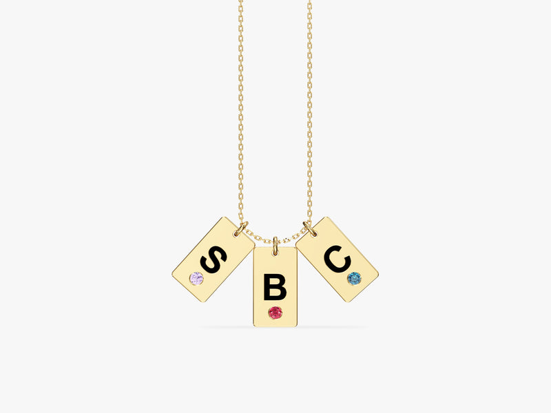 Initial Tag Birthstone Necklace
