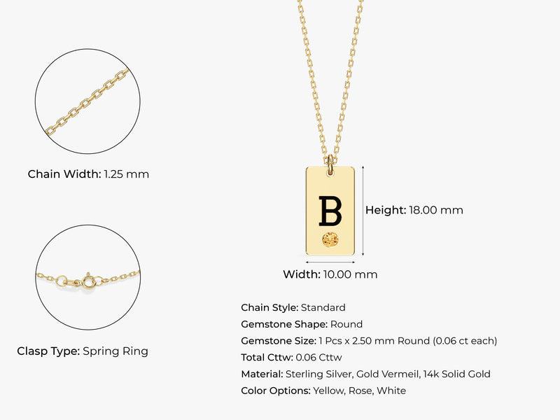 Initial Tag Birthstone Necklace