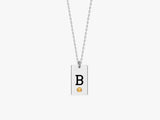 Initial Tag Birthstone Necklace
