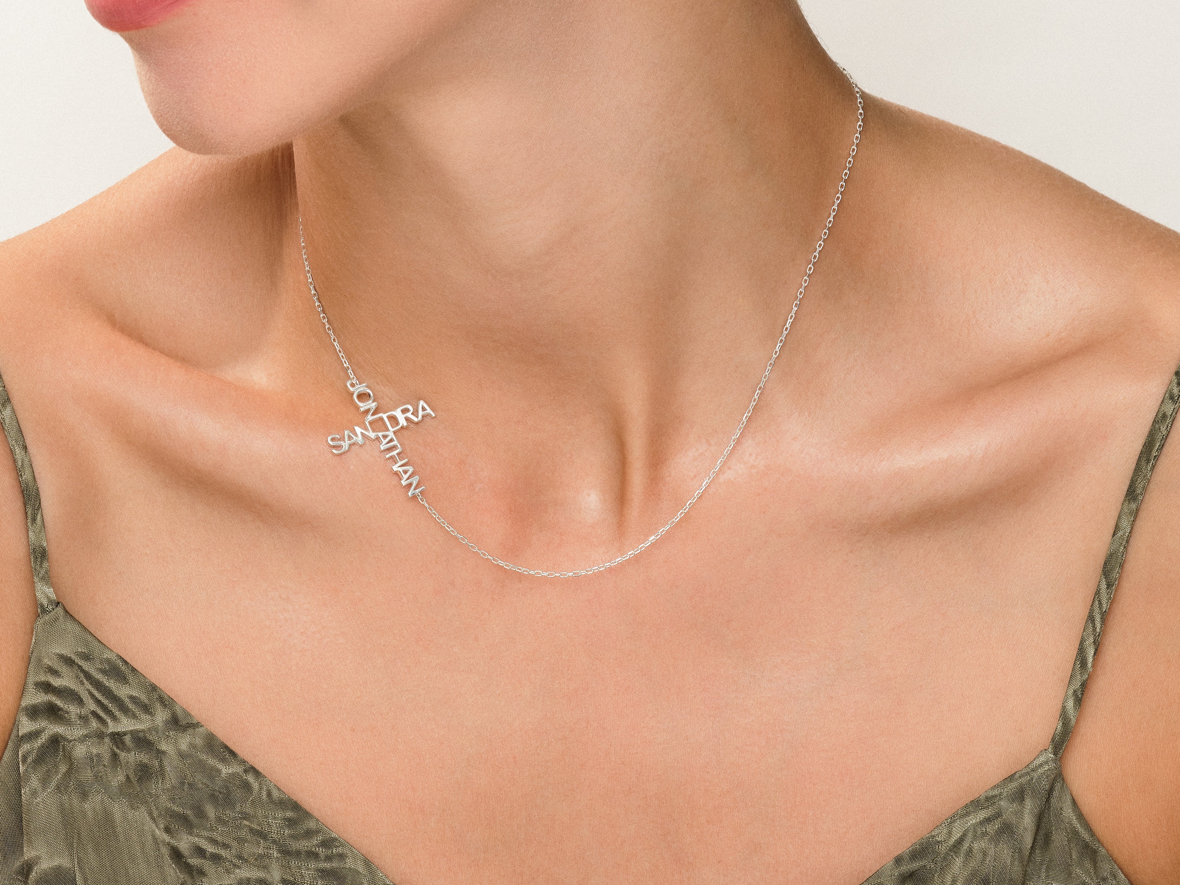 Double Name Cross Necklace