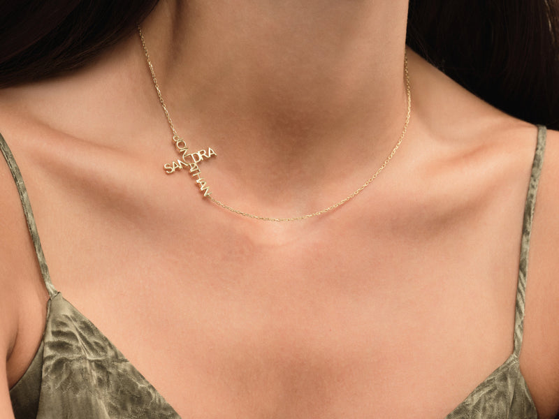 Double Name Cross Necklace