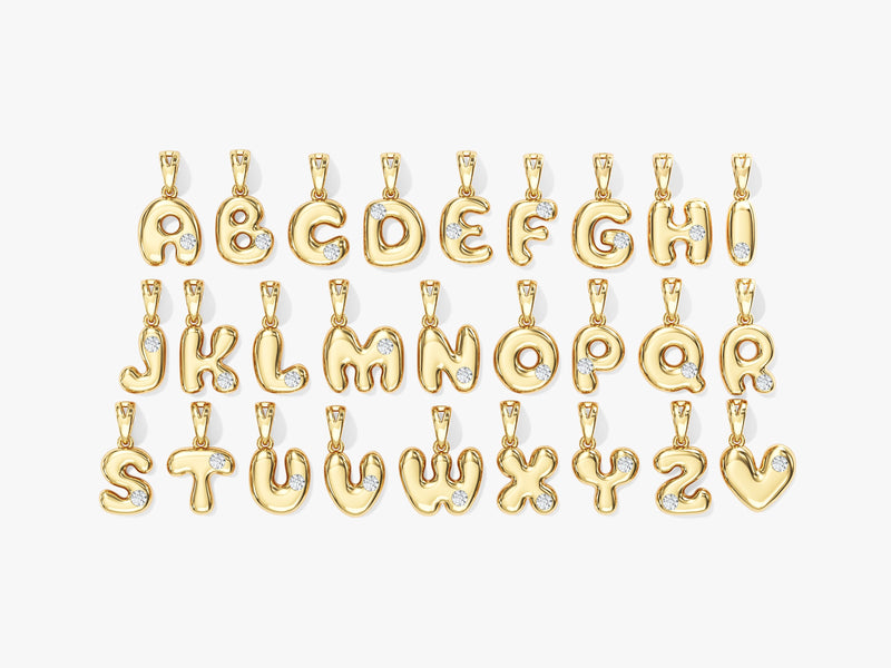 Bubble Initial Necklace with Gemstone