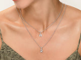 Bubble Initial Necklace with Gemstone