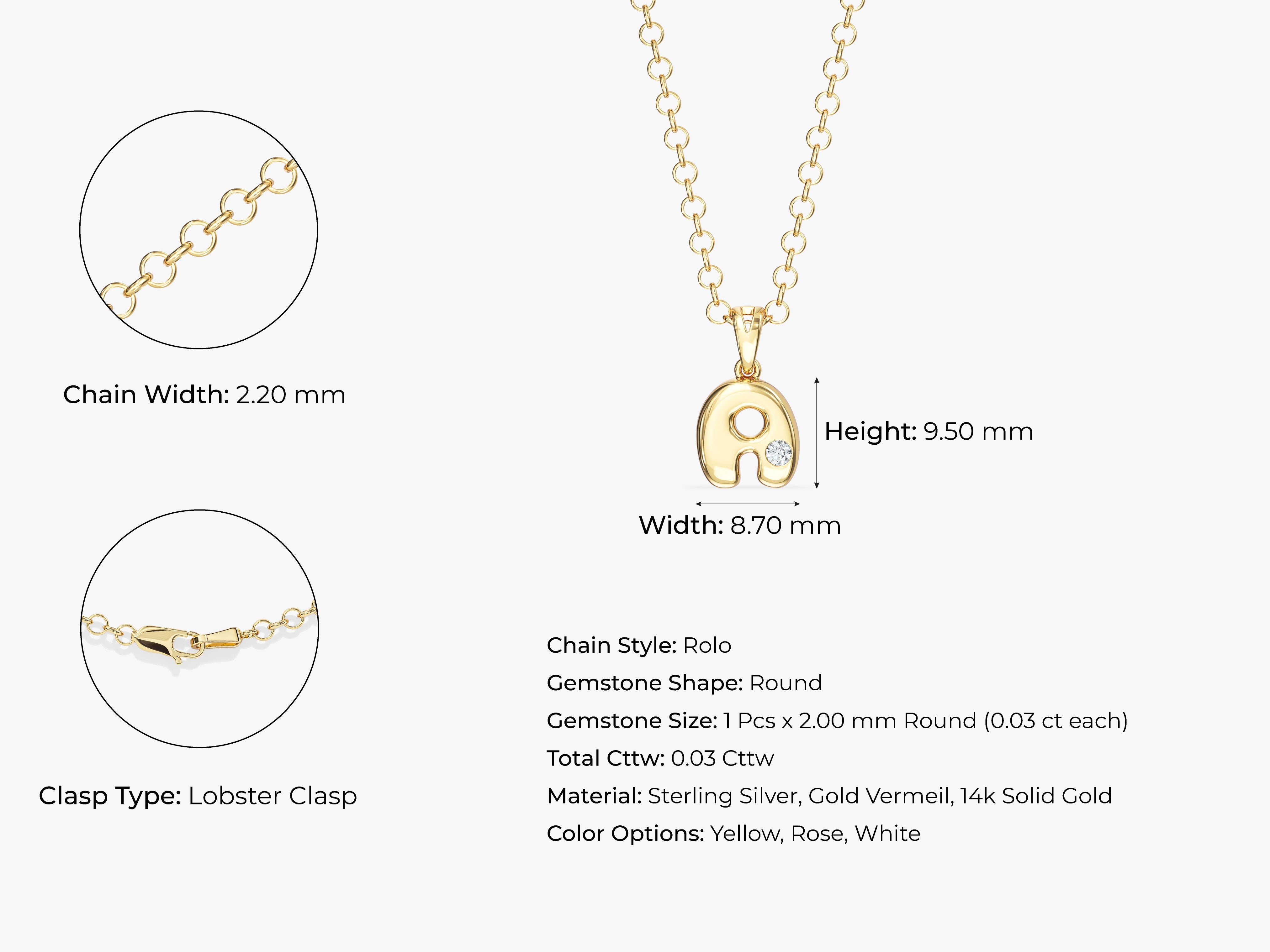 Bubble Initial Necklace with Gemstone