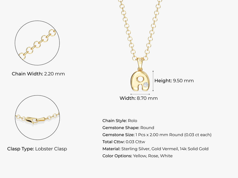 Bubble Initial Necklace with Gemstone