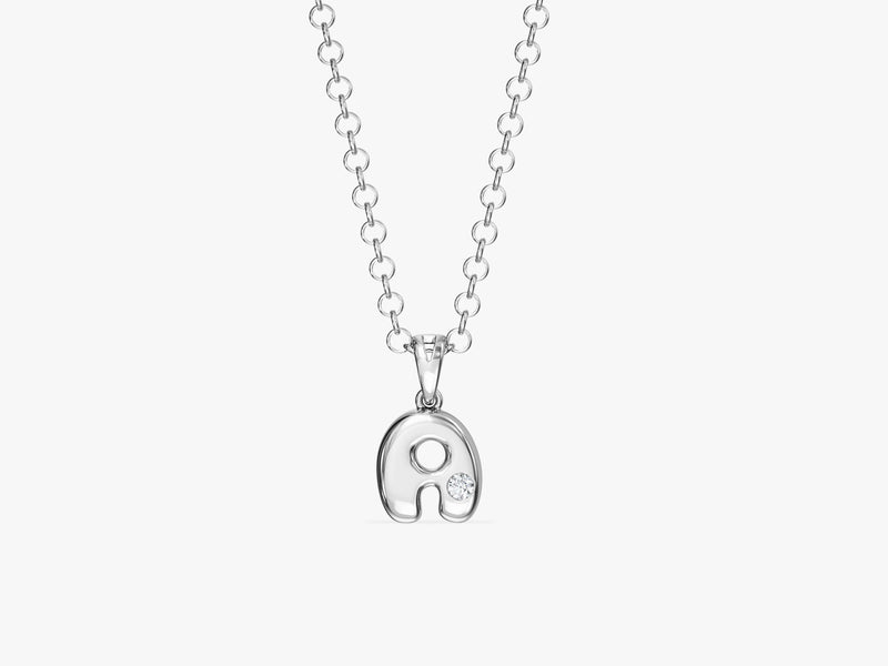 Bubble Initial Necklace with Gemstone