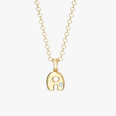 Bubble Initial Necklace with Gemstone