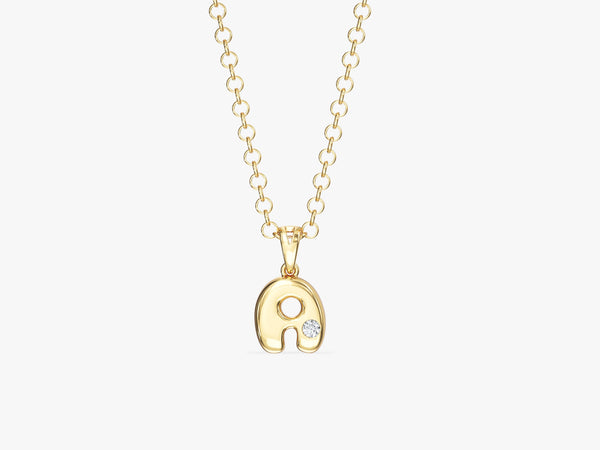 Bubble Initial Necklace with Gemstone