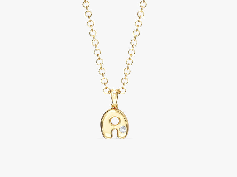 Bubble Initial Necklace with Gemstone