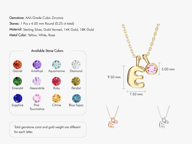 Initial Birthstone Charm Necklace